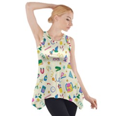 Pattern School Bag Pencil Triangle Side Drop Tank Tunic by Ravend