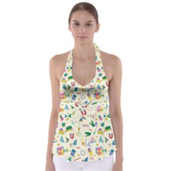 Pattern School Bag Pencil Triangle Babydoll Tankini Top by Ravend