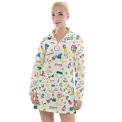 Pattern School Bag Pencil Triangle Women s Long Sleeve Casual Dress by Ravend