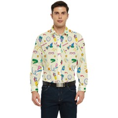 Pattern School Bag Pencil Triangle Men s Long Sleeve  Shirt by Ravend