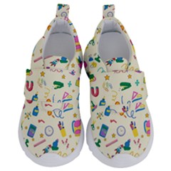 Pattern School Bag Pencil Triangle Kids  Velcro No Lace Shoes by Ravend