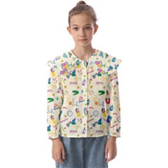 Pattern School Bag Pencil Triangle Kids  Peter Pan Collar Blouse by Ravend