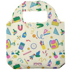 Pattern School Bag Pencil Triangle Foldable Grocery Recycle Bag by Ravend