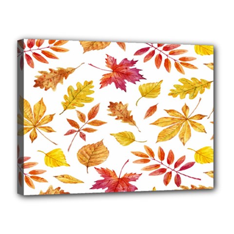 Watercolor-autumn-leaves-pattern-vector Canvas 16  X 12  (stretched) by nateshop