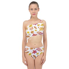 Watercolor-autumn-leaves-pattern-vector Spliced Up Two Piece Swimsuit by nateshop