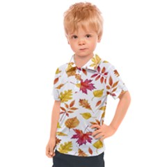 Watercolor-autumn-leaves-pattern-vector Kids  Polo Tee