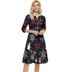 Christmas Thanksgiving Pattern Classy Knee Length Dress by Ravend