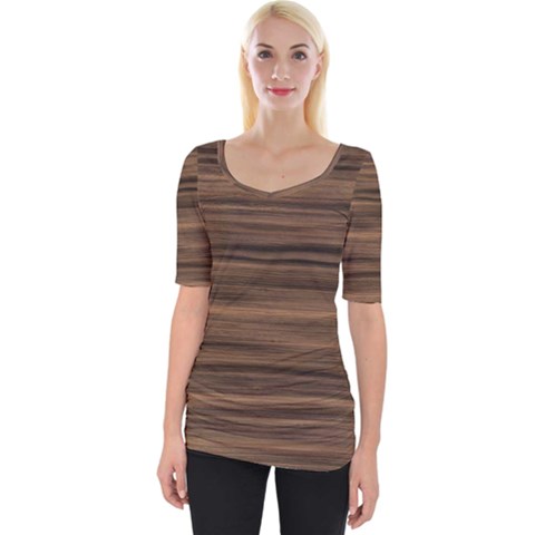 Texture-wooddack Wide Neckline Tee by nateshop