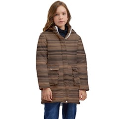 Texture-wooddack Kid s Hooded Longline Puffer Jacket by nateshop