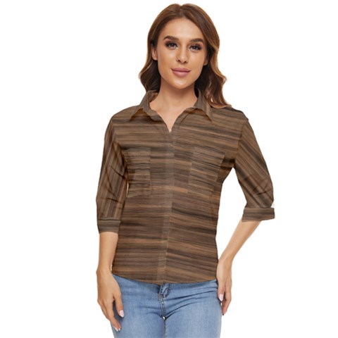 Texture-wooddack Women s Quarter Sleeve Pocket Shirt by nateshop