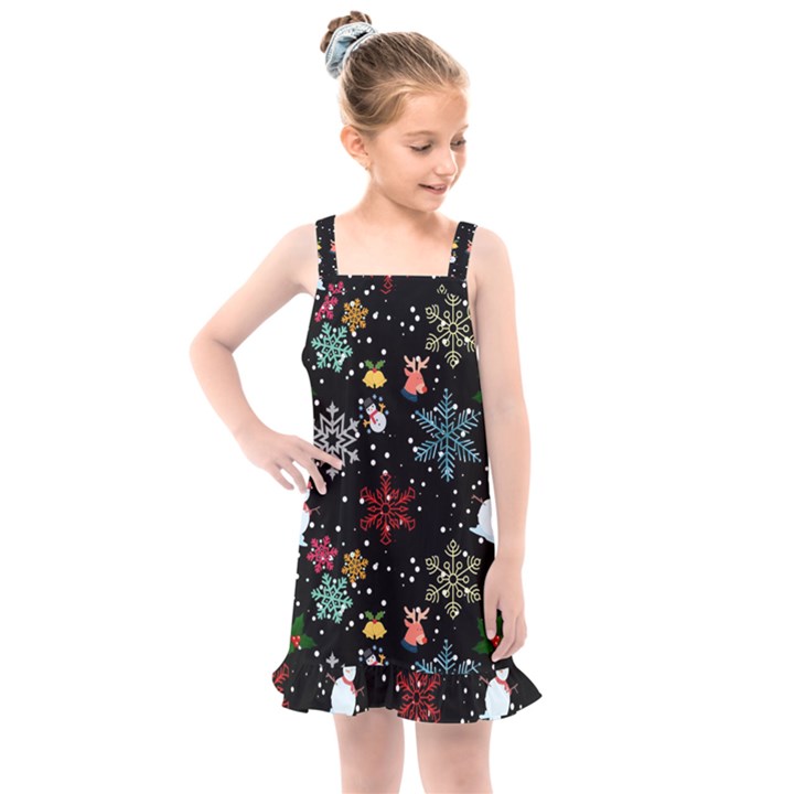 Christmas Thanksgiving Pattern Kids  Overall Dress