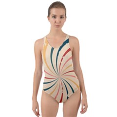 Swirl Star Pattern Texture Vintahe Classic Old Cut-out Back One Piece Swimsuit by Ravend