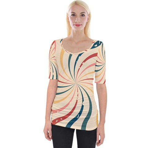 Swirl Star Pattern Texture Vintahe Classic Old Wide Neckline Tee by Ravend