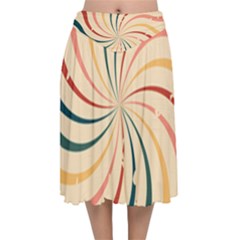 Swirl Star Pattern Texture Vintahe Classic Old Velvet Flared Midi Skirt by Ravend