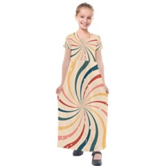 Swirl Star Pattern Texture Vintahe Classic Old Kids  Short Sleeve Maxi Dress by Ravend