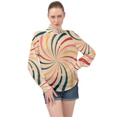 Swirl Star Pattern Texture Vintahe Classic Old High Neck Long Sleeve Chiffon Top by Ravend