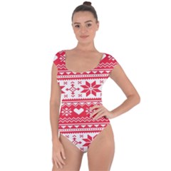 Nordic-seamless-knitted-christmas-pattern-vector Short Sleeve Leotard  by nateshop