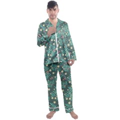 Illustration Pattern Seamless Men s Long Sleeve Satin Pajamas Set by Ravend