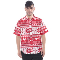 Nordic-seamless-knitted-christmas-pattern-vector Men s Short Sleeve Shirt