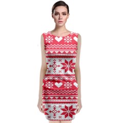 Nordic-seamless-knitted-christmas-pattern-vector Sleeveless Velvet Midi Dress