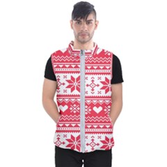 Nordic-seamless-knitted-christmas-pattern-vector Men s Puffer Vest by nateshop