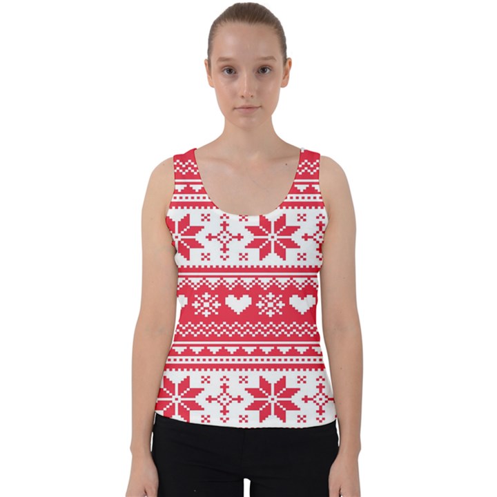 Nordic-seamless-knitted-christmas-pattern-vector Velvet Tank Top