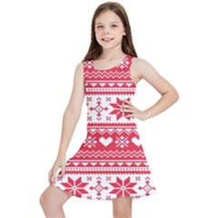 Nordic-seamless-knitted-christmas-pattern-vector Kids  Lightweight Sleeveless Dress by nateshop