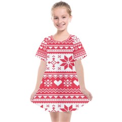 Nordic-seamless-knitted-christmas-pattern-vector Kids  Smock Dress by nateshop