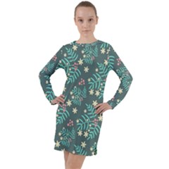 Illustration Pattern Seamless Long Sleeve Hoodie Dress by Ravend