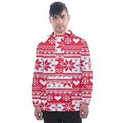 Nordic-seamless-knitted-christmas-pattern-vector Men s Front Pocket Pullover Windbreaker by nateshop