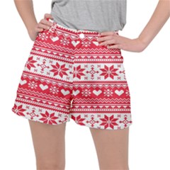 Nordic-seamless-knitted-christmas-pattern-vector Ripstop Shorts by nateshop