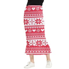 Nordic-seamless-knitted-christmas-pattern-vector Maxi Fishtail Chiffon Skirt by nateshop