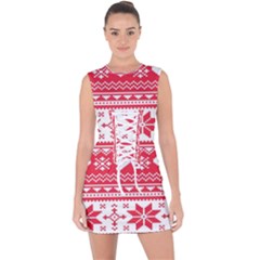 Nordic-seamless-knitted-christmas-pattern-vector Lace Up Front Bodycon Dress