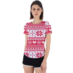 Nordic-seamless-knitted-christmas-pattern-vector Back Cut Out Sport Tee