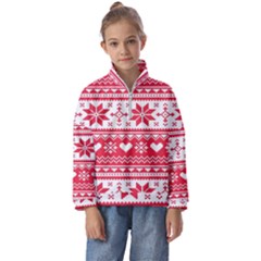 Nordic-seamless-knitted-christmas-pattern-vector Kids  Half Zip Hoodie by nateshop