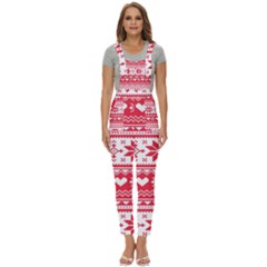 Nordic-seamless-knitted-christmas-pattern-vector Women s Pinafore Overalls Jumpsuit