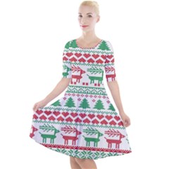 Scandinavian-nordic-christmas-seamless-pattern-vector Quarter Sleeve A-line Dress by nateshop