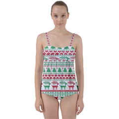 Scandinavian-nordic-christmas-seamless-pattern-vector Twist Front Tankini Set by nateshop