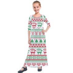 Scandinavian-nordic-christmas-seamless-pattern-vector Kids  Quarter Sleeve Maxi Dress by nateshop