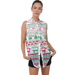 Scandinavian-nordic-christmas-seamless-pattern-vector Sleeveless Chiffon Button Shirt