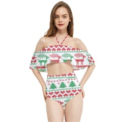 Scandinavian-nordic-christmas-seamless-pattern-vector Halter Flowy Bikini Set  by nateshop