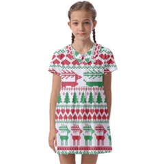 Scandinavian-nordic-christmas-seamless-pattern-vector Kids  Asymmetric Collar Dress by nateshop