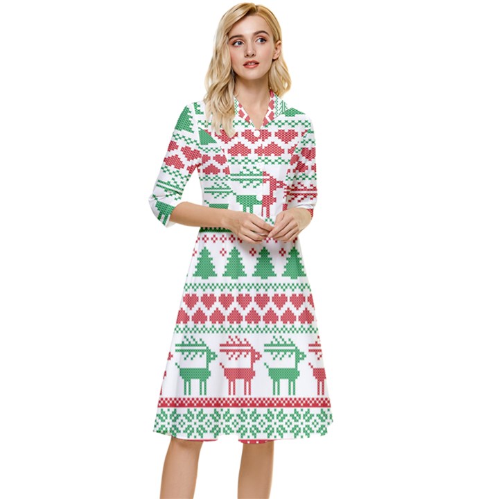 Scandinavian-nordic-christmas-seamless-pattern-vector Classy Knee Length Dress