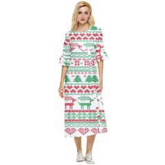 Scandinavian-nordic-christmas-seamless-pattern-vector Double Cuff Midi Dress by nateshop