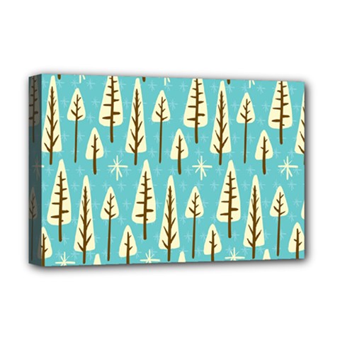 Vector-white-cartoon-trees-pattern Deluxe Canvas 18  X 12  (stretched) by nateshop