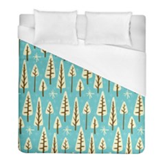 Vector-white-cartoon-trees-pattern Duvet Cover (full/ Double Size) by nateshop