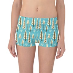 Vector-white-cartoon-trees-pattern Reversible Boyleg Bikini Bottoms by nateshop