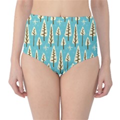 Vector-white-cartoon-trees-pattern Classic High-waist Bikini Bottoms by nateshop