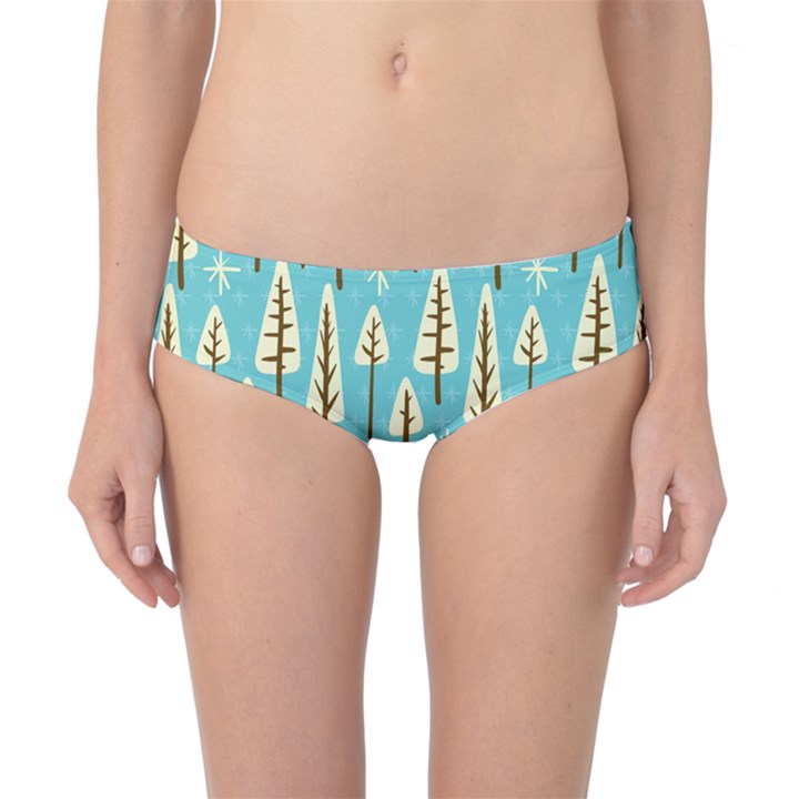 Vector-white-cartoon-trees-pattern Classic Bikini Bottoms