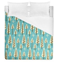 Vector-white-cartoon-trees-pattern Duvet Cover (queen Size)